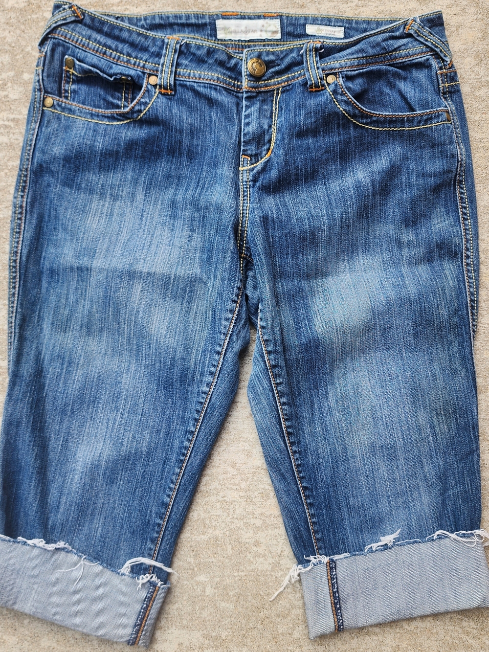 Vanilla Star Women’s Blue Rolled-Hem Denim Capri Jeans, Sz 13